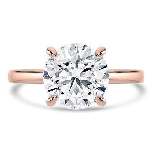 2.06 CTW Round Lab Created Diamond Hidden Halo Solitaire with Accents Engagement Ring With an IGI Certified 2 CT VS1 D Center in 14K Rose Gold (MVSHE1361-R)