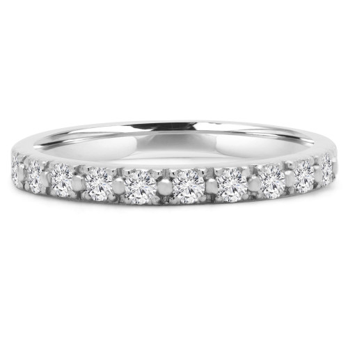 Round Lab Created Diamond Semi-Eternity Wedding Band Ring in White Gold (MVSXB1002-W)