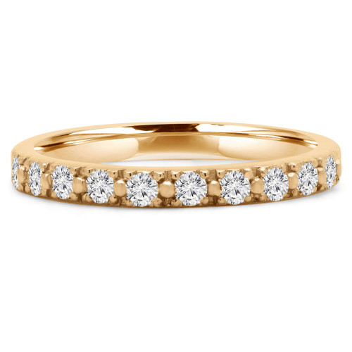 Round Lab Created Diamond Semi-Eternity Wedding Band Ring in Yellow Gold (MVSXB1002-Y)
