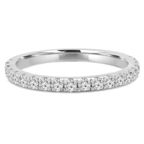 Round Lab Created Diamond Semi-Eternity Wedding Band Ring in White Gold (MVSXB1005-W)