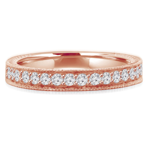 Round Lab Created Diamond Semi-Eternity Wedding Band Ring in Rose Gold (MVSXB1013-R)
