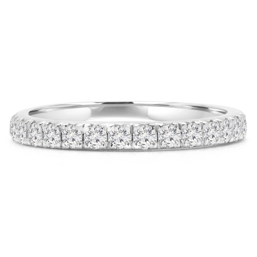 Round Lab Created Diamond Semi-Eternity Wedding Band Ring in White Gold (MVSXB1038-W)