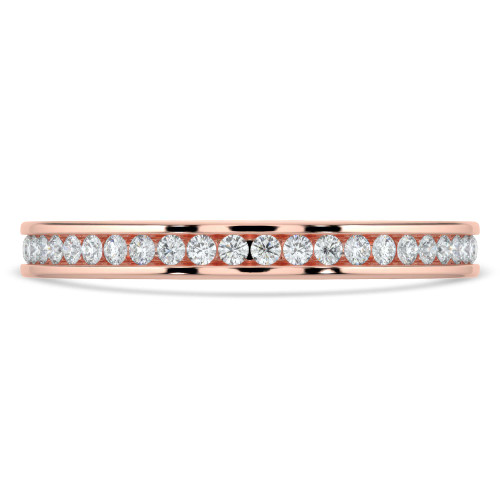 Round Lab Created Diamond Semi-Eternity Wedding Band Ring in Rose Gold (MVSXB1047-R)