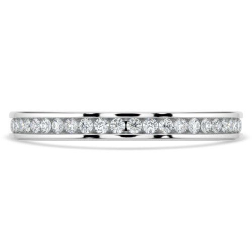 Round Lab Created Diamond Semi-Eternity Wedding Band Ring in White Gold (MVSXB1047-W)