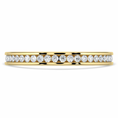 Round Lab Created Diamond Semi-Eternity Wedding Band Ring in Yellow Gold (MVSXB1047-Y)