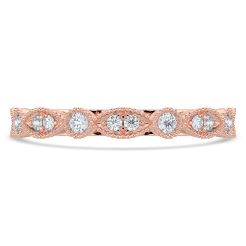 Round Lab Created Diamond Semi-Eternity Wedding Band Ring in Rose Gold (MVSXB1049-R)