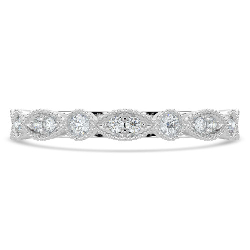 Round Lab Created Diamond Semi-Eternity Wedding Band Ring in White Gold (MVSXB1049-W)