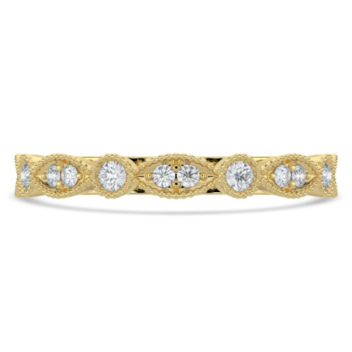 Round Lab Created Diamond Semi-Eternity Wedding Band Ring in Yellow Gold (MVSXB1049-Y)