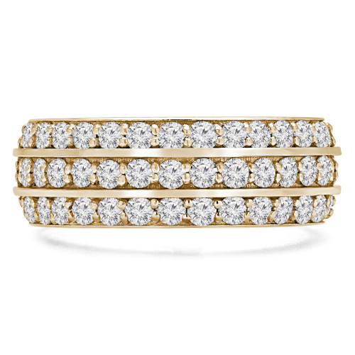 Round Lab Created Diamond Semi-Eternity Wedding Band Ring in Yellow Gold (MVSXB1052-Y)