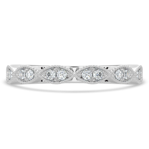 Round Lab Created Diamond Semi-Eternity Wedding Band Ring in White Gold (MVSXB1057-W)