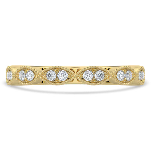 Round Lab Created Diamond Semi-Eternity Wedding Band Ring in Yellow Gold (MVSXB1057-Y)