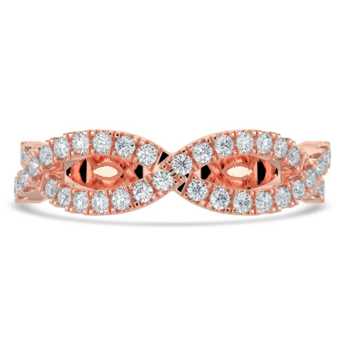 Round Lab Created Diamond Open Infinity Semi-Eternity Wedding Band Ring in Rose Gold (MVSXB1067-R)