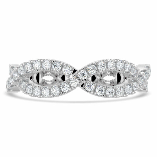 Round Lab Created Diamond Open Infinity Semi-Eternity Wedding Band Ring in White Gold (MVSXB1067-W)
