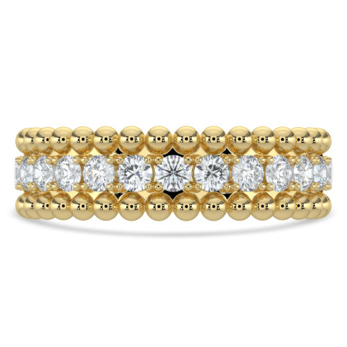 Round Lab Created Diamond Semi-Eternity Wedding Band Ring in Yellow Gold (MVSXB1076-Y)