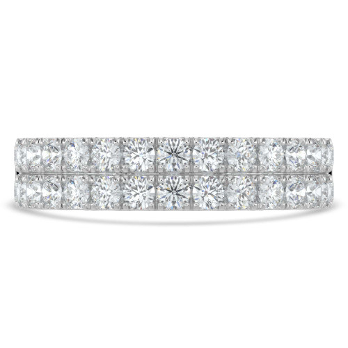 Round Lab Created Diamond Two-Row Semi-Eternity Wedding Band Ring in White Gold (MVSXB1077-W)