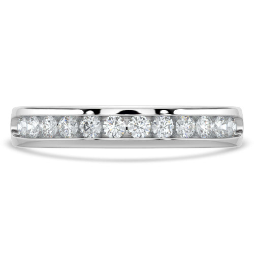 Round Lab Created Diamond Channel Set Semi-Eternity Wedding Band Ring in White Gold (MVSXB1081-W)