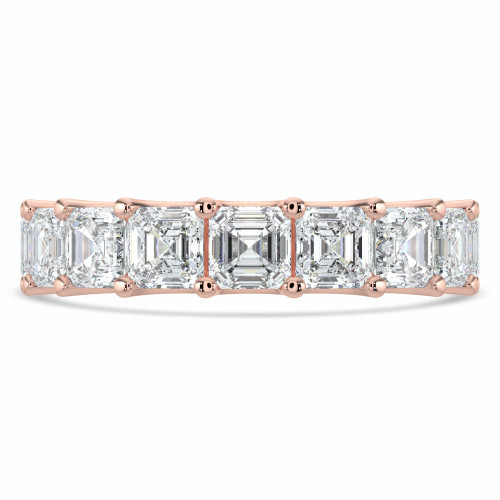 5 7/8 to 7 2/5 CTW Full Eternity Asscher Lab Created Diamond Anniversary Wedding Band Ring in Rose Gold (MVSAR1017-R)