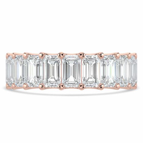 5 4/5 to 7 1/3 CTW Full Eternity Emerald Lab Created Diamond Anniversary Wedding Band Ring in Rose Gold (MVSAR1018-R)