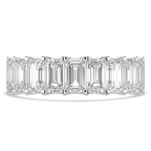 5 4/5 to 7 1/3 CTW Full Eternity Emerald Lab Created Diamond Anniversary Wedding Band Ring in White Gold (MVSAR1018-W)