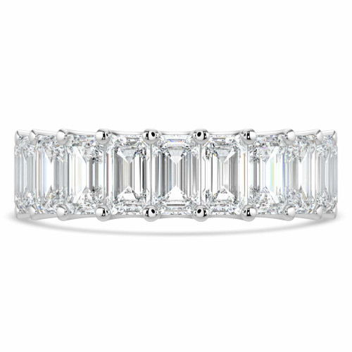 5 4/5 to 7 1/3 CTW Full Eternity Emerald Lab Created Diamond Anniversary Wedding Band Ring in White Gold (MVSAR1018-W)