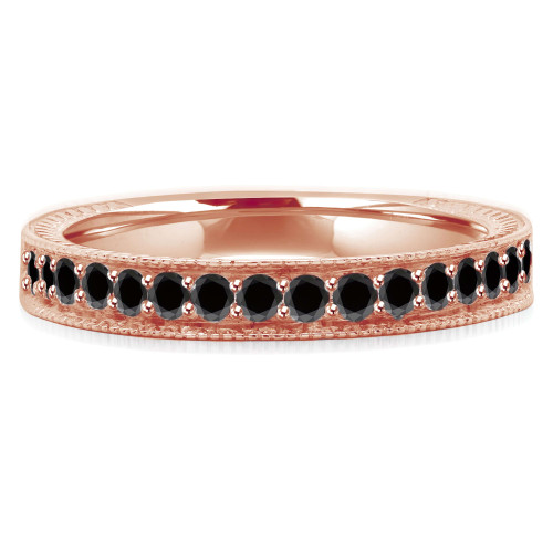 Round Black Diamond Semi-Eternity Wedding Band Ring in Rose Gold (MVSXB0031-R)