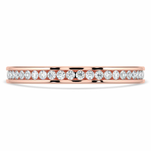 Round Diamond Semi-Eternity Wedding Band Ring in Rose Gold (MVSXB0047-R)