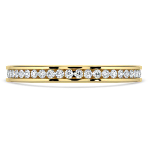 Round Diamond Semi-Eternity Wedding Band Ring in Yellow Gold (MVSXB0047-Y)