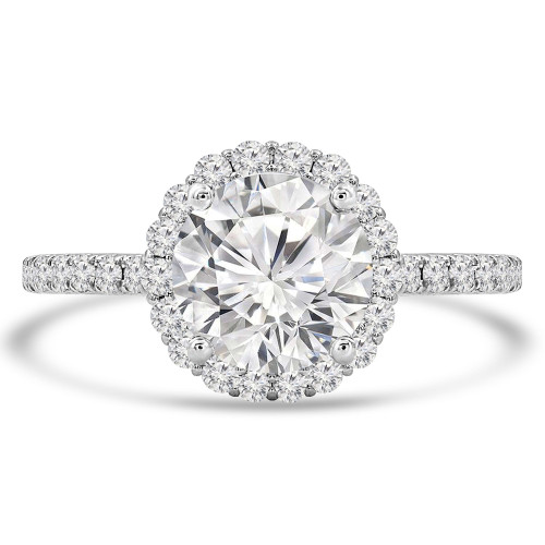 1.89 CTW Round Lab Created Diamond Cathedral Halo Engagement Ring With an IGI Certified 1.5 CT VS1 D Center in 14K White Gold with Accents (MVSHE1261-W)