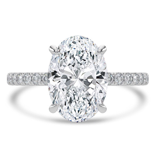 2.33 CTW Oval Lab Created Diamond Hidden Halo Solitaire with Accents Engagement Ring With an IGI Certified 2 CT VS1 D Center in 14K White Gold (MVSHE1463-W)