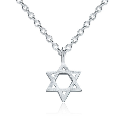 Star of David Symbolic Pendant Necklace in 0.925 White Sterling Silver With Chain (MDS170381)