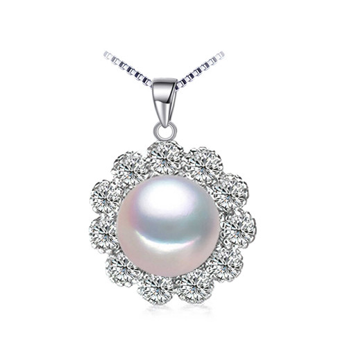 CTW Round White Freshwater Pearl Eternity Rose Gold Plated Ring in 0.925 White Sterling Silver (MDS210228)