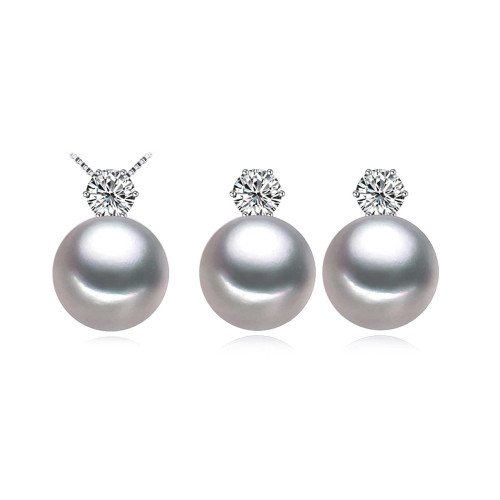 Oval Red Freshwater Pearl Halo Pendant Necklace in 0.925 White Sterling Silver With Chain (MDS210288)