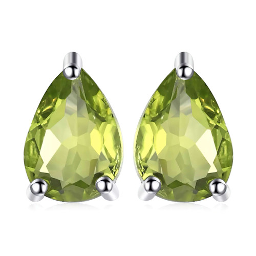 1/2 CT Round Peridot Link Bracelet in 0.925 White Sterling Silver (MDS210305)