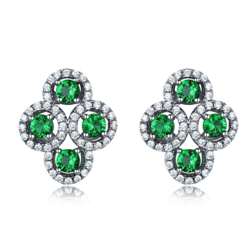 2/5 CTW Round White Lab Created Nano Emerald  Gemstones by the Yard Necklace Yellow Gold Plated in 0.925 White Sterling Silver (MDS230151)