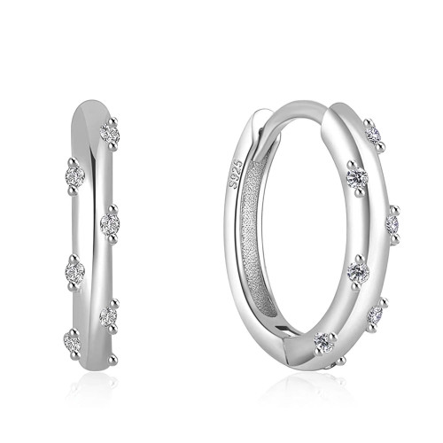 Round White Cubic Zirconia Stud Earrings in 0.925 White Sterling Silver (MDS230230)