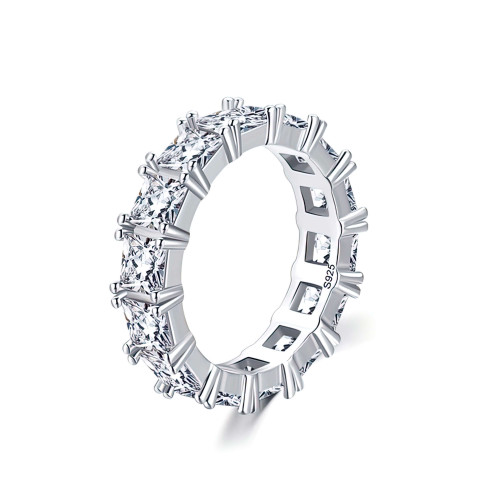 1/20 CTW Round White Lab Created Cubic Zirconia  Geometric Cocktail Ring in 0.925 White Sterling Silver (MDS170417)