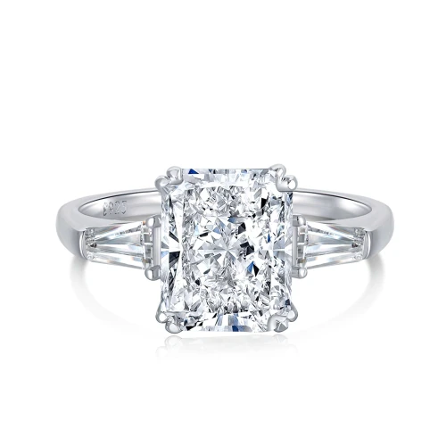 CTW Princess Blue Lab Created Cubic Zirconia  Cocktail Ring in 0.925 White Sterling Silver (MDS210199)