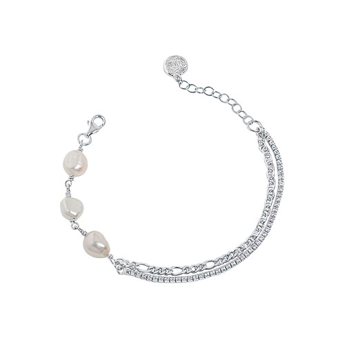 Round Green Freshwater Pearl Drop/Dangle Earrings in 0.925 White Sterling Silver (MDS210253)