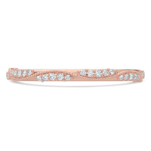 Round Lab Created Diamond Twisted Semi-Eternity Wedding Band Ring in Rose Gold (MVSXB1114-R)
