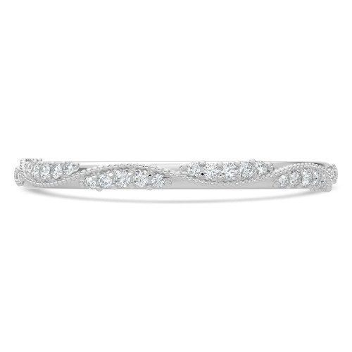 Round Lab Created Diamond Twisted Semi-Eternity Wedding Band Ring in White Gold (MVSXB1114-W)