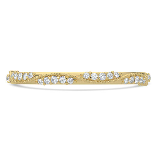 Round Lab Created Diamond Twisted Semi-Eternity Wedding Band Ring in Yellow Gold (MVSXB1114-Y)