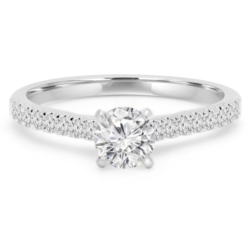 3/5 CTW Round Diamond Solitaire with Accents Engagement Ring in 14K White Gold (MD190068)
