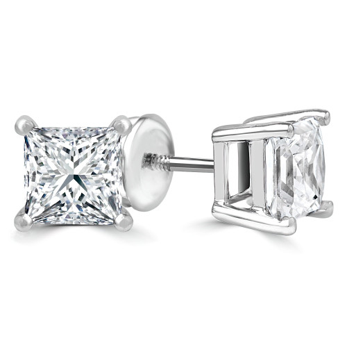 3/5 CTW Princess Diamond Stud Earrings in 14K White Gold (MD190494)