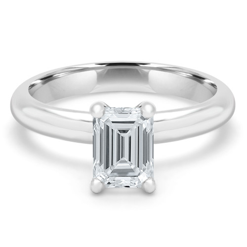 1 1/20 CT Emerald Diamond Solitaire Engagement Ring in 14K White Gold (MD200035)