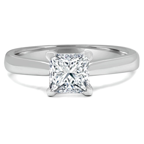 1 CT Princess Diamond Cathedral Tapered Solitaire Engagement Ring in 14K White Gold (MD200217)