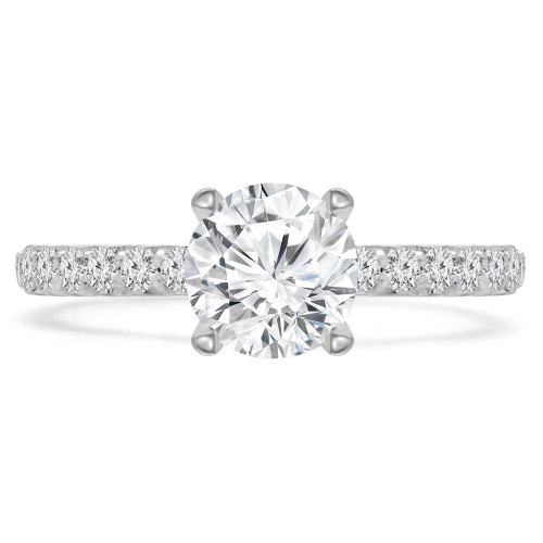 4/5 CTW Round Diamond Solitaire with Accents Engagement Ring in 14K White Gold (MD200284)