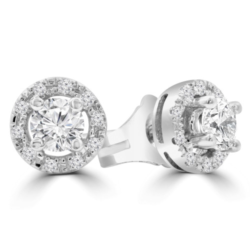 1/3 CTW Round Diamond Halo Stud Earrings in 14K White Gold (MD210256)