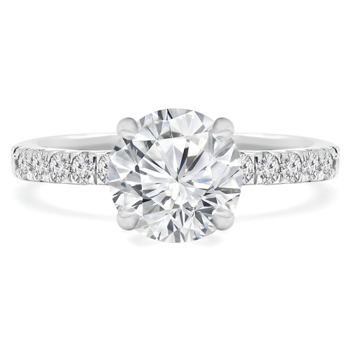 1 1/5 CTW Round Diamond Solitaire with Accents Engagement Ring in 14K White Gold (MD230049)