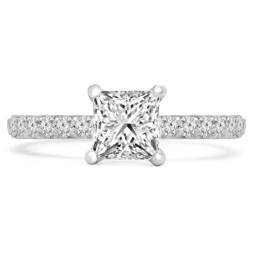1 3/8 CTW Princess Diamond Solitaire with Accents Engagement Ring in 14K White Gold (MD230057)