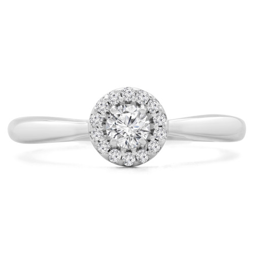 3/8 CTW Round Diamond Tappered Open Bridge Halo Engagement Ring in 14K White Gold (MD230090)